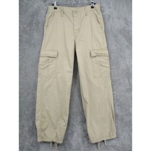 Levis Pants Womens 28 94 Baggy Cargo Pants Khaki Wide Leg Drawstring Baggy Tan